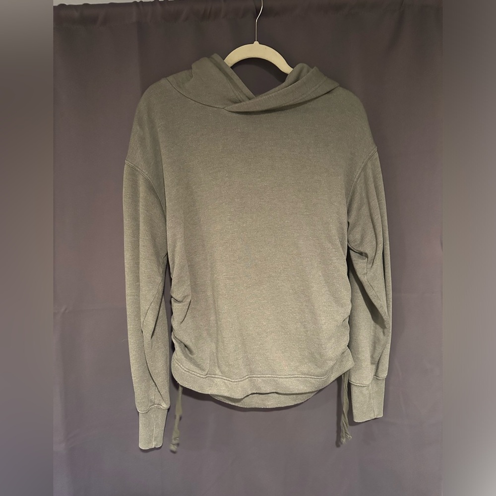 Aerie Side Ruched Hoodie, Olive Green